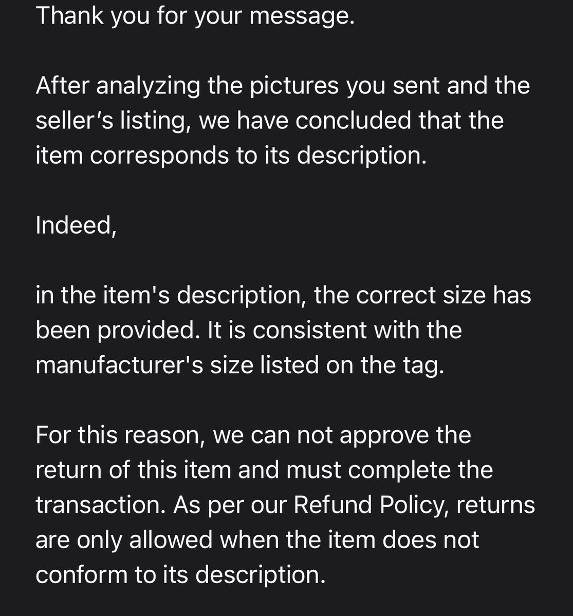 boy_lanky's tweet photo. @Vinted @vintedUK canโt be trusted to represent the buyer despite paying for buyer protection!
Donโt #Vinted realise that shrunk clothes will still have a large label in them and be described as large even though they arenโt??!! #Pre-LovedClothes #PrelovedClothes https://t.co/WEYsUpTz2M