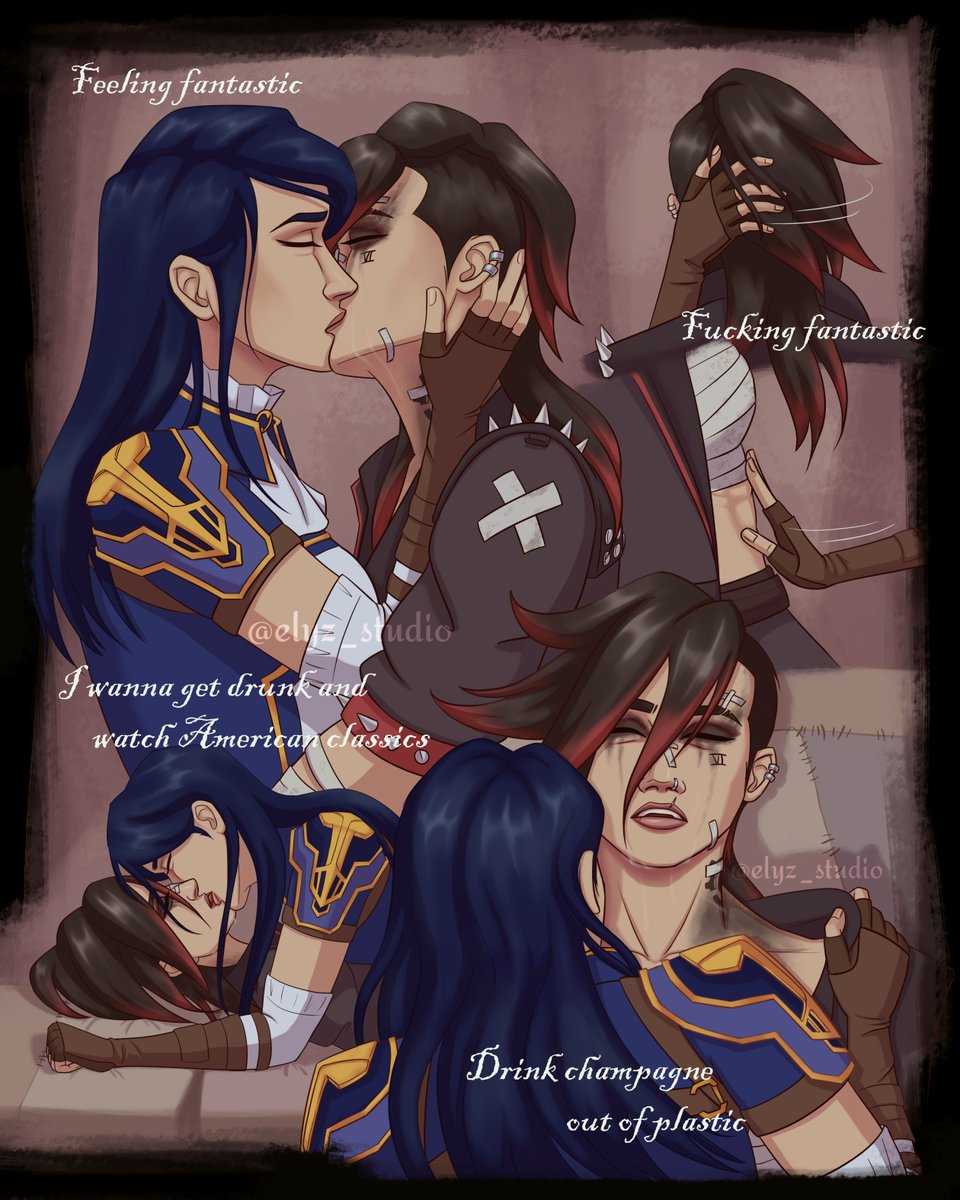 elyz_studio's tweet image. Ever since I heard that King Princess' song snippet, I know I gotta create some CaitVi steamy angst comic and here it is! Today is also Vi day of #Arctober so I hope y'all enjoy this (or cry to it idk ๐ฅฒ)
#arcane #caitvi #comic #gl #wlw #sapphic #lesbian #digitalart