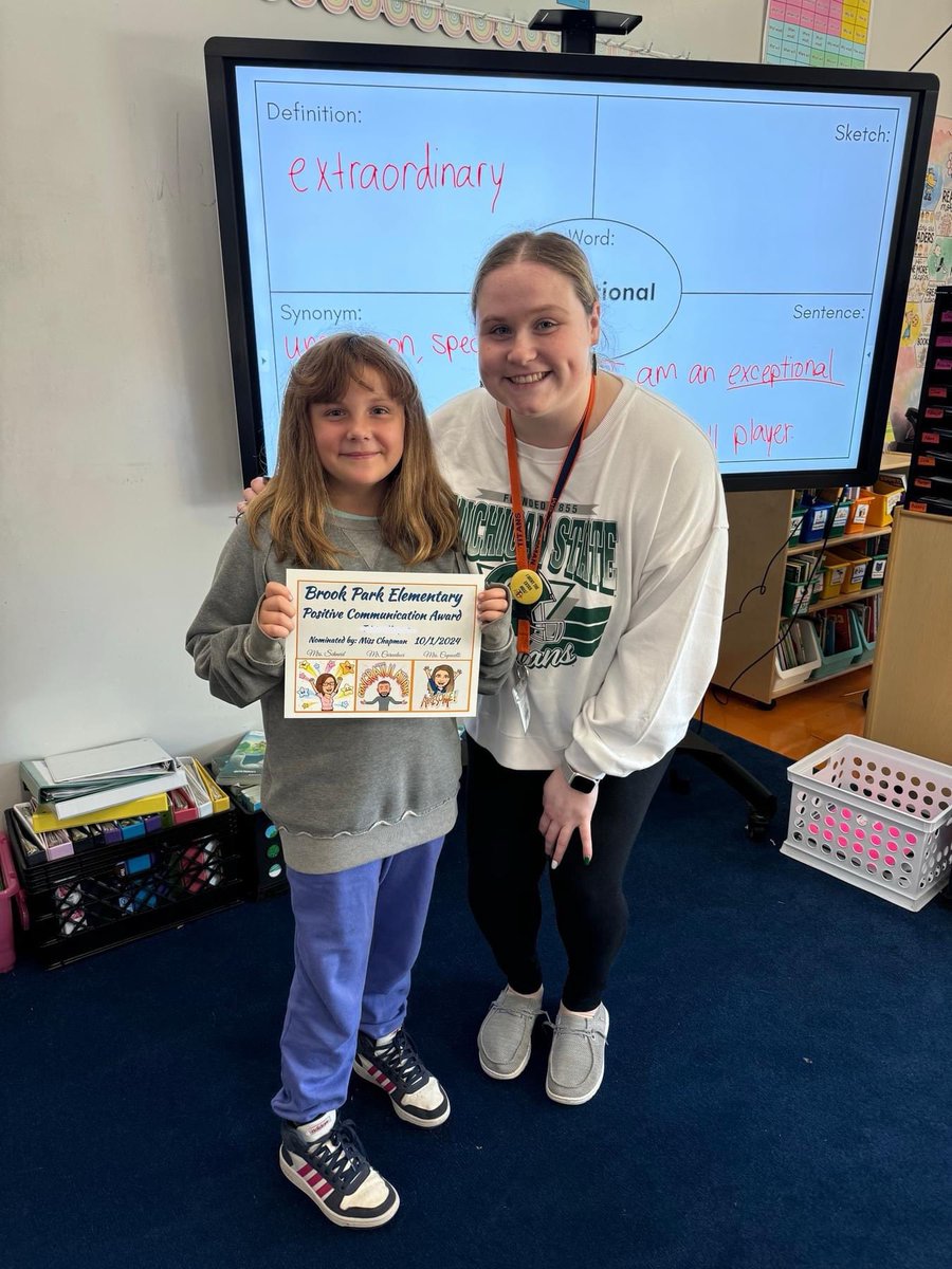 Our first two positive communication award recipients of 2024-25! Way to go Ava &amp; Tristen! 🧡💙