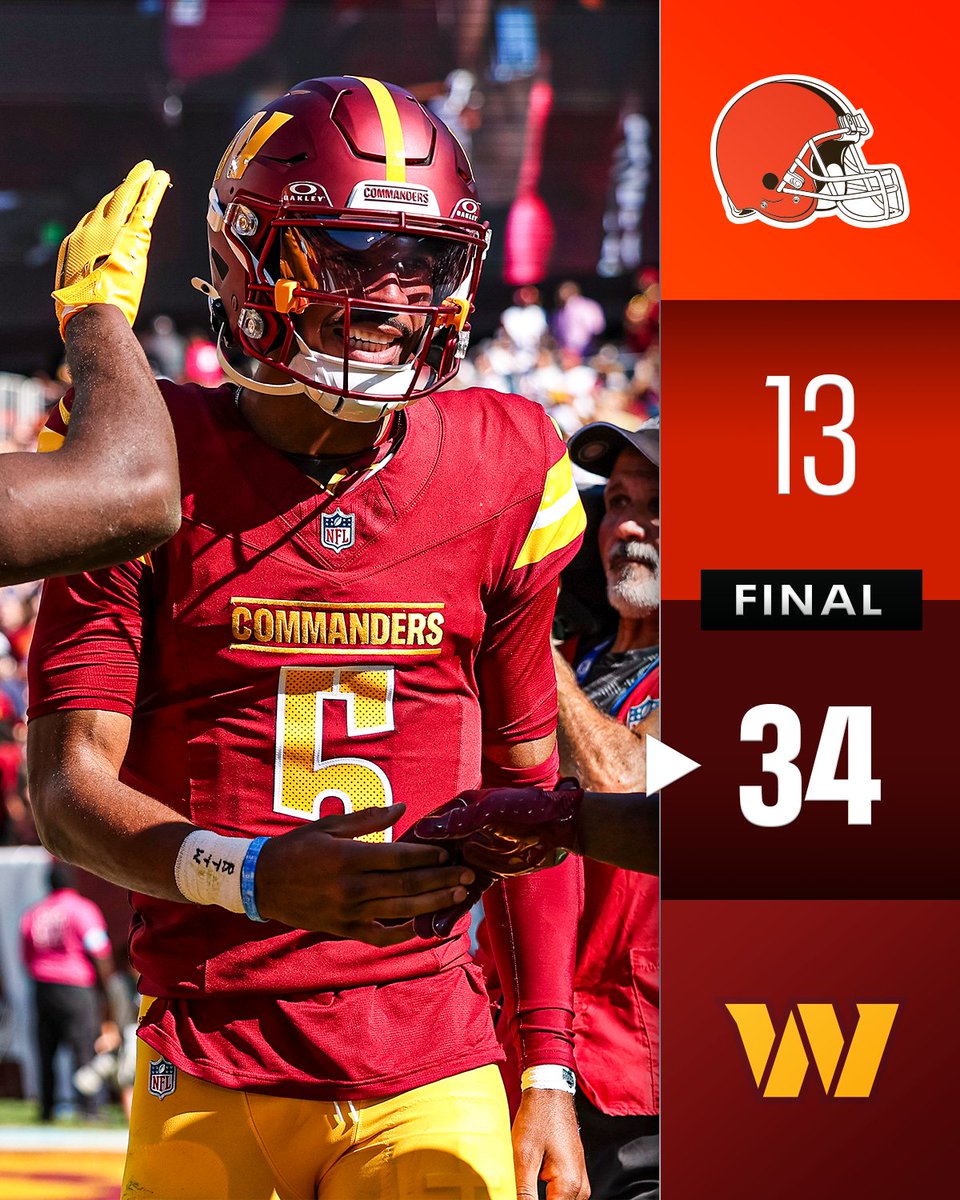 NFL's tweet image. FINAL: The @Commanders are 4-1! #CLEvsWAS