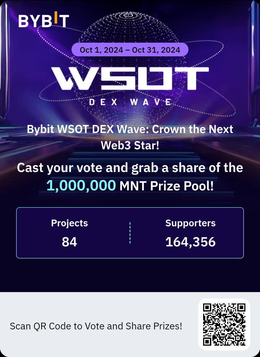 Join Bybit WSOT Dex Wave, pick your favorite projects, and share 1,000,000 MNT in prizes! bybit.com/en/web3/wsot20…