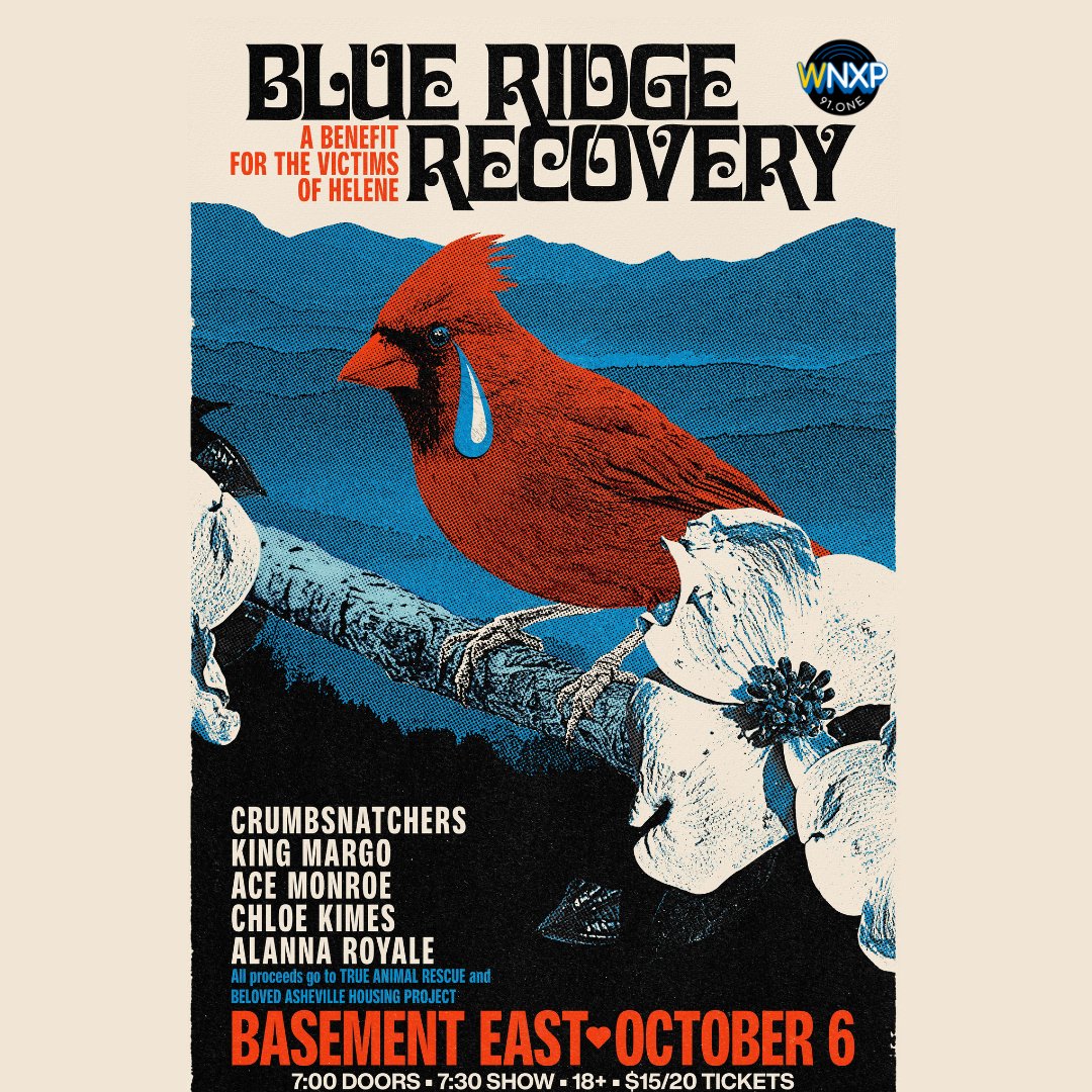 The Basement East (@basementeast) on Twitter photo TONIGHT! We've got Blue Ridge Recovery: A Benefit for the Victims of Hurricane Helene in the house at 7:30PM with @AlannaRoyale, <a href="/acewmonroe/">Ace Monroe</a>, <a href="/kingmargomusic/">King Margo</a>, <a href="/ChloeKimes/">Chloe Kimes</a>, & @crumbsnatchersband! Doors open at 7PM. Grab tix now at the link or at the door. bit.ly/4gR6DAv TONIGHT! We've got Blue Ridge Recovery: A Benefit for the Victims of Hurricane Helene in the house at 7:30PM with @AlannaRoyale, <a href="/acewmonroe/">Ace Monroe</a>, <a href="/kingmargomusic/">King Margo</a>, <a href="/ChloeKimes/">Chloe Kimes</a>, & @crumbsnatchersband! Doors open at 7PM. Grab tix now at the link or at the door. bit.ly/4gR6DAv