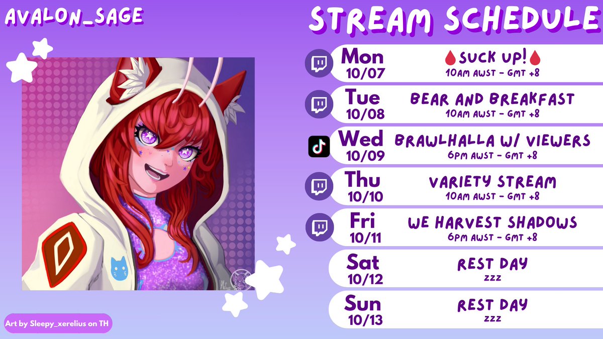 avalon_sage's tweet image. ok, i THINK I'm well enough to stream this week!! so I'll be playing #SUCKUP #bearandbreakfast #brawlhalla #weharvestshadows and more!!! (hopefully)