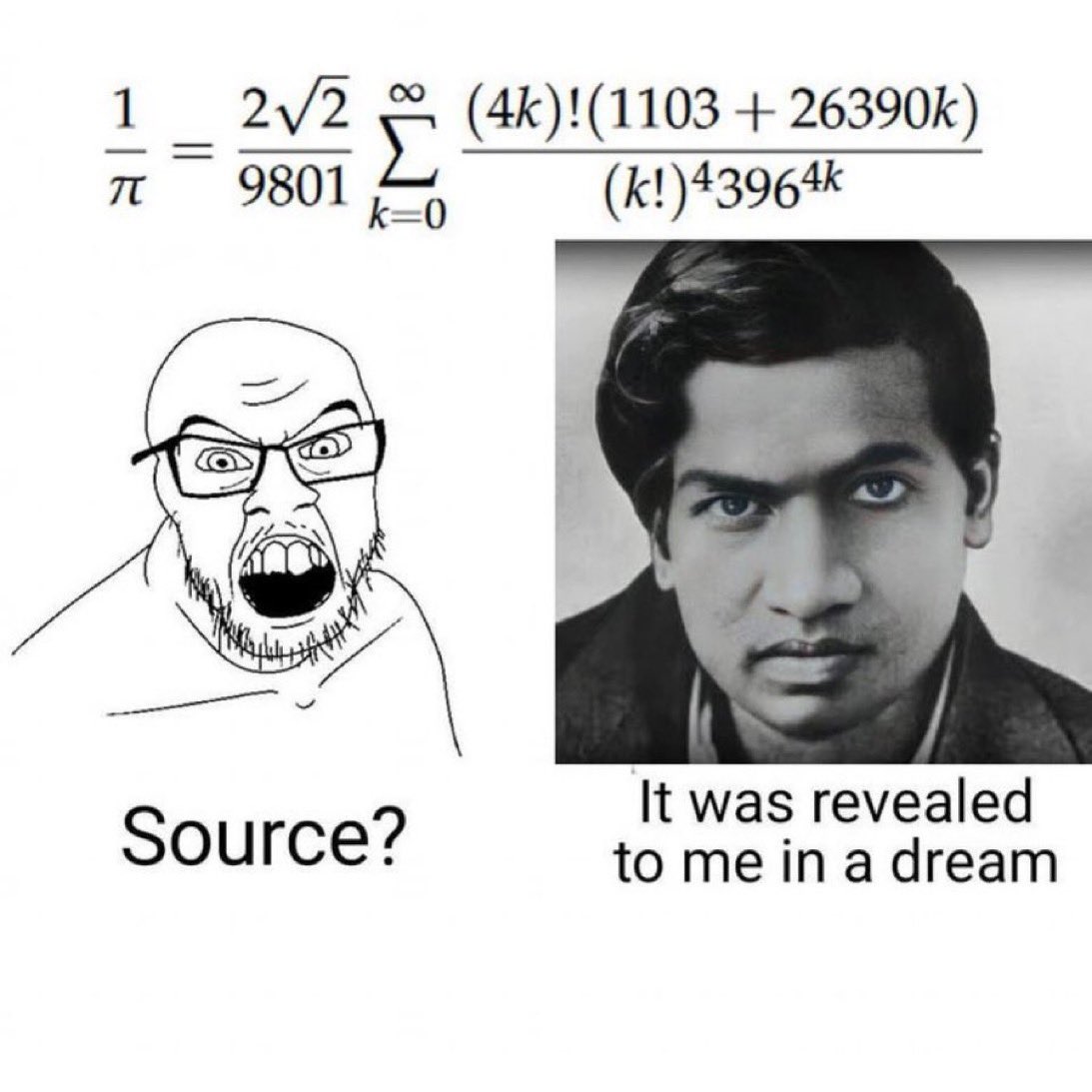 There’s a very simple explanation for why Ramanujan did things the way he did. 

He learned math by closely studying a condensed handbook of mathematical formulas.

No proofs. Just formulas.

Much like modern AI, this gave him an intuitive feel for what formulas should look like.