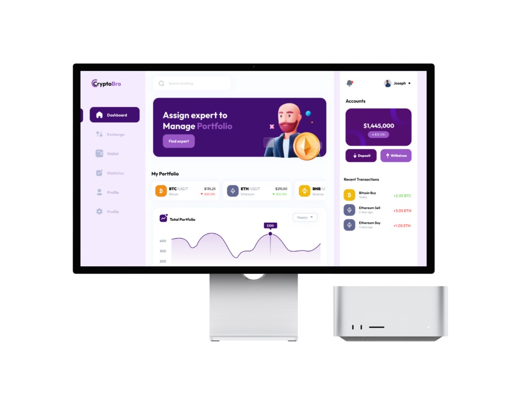 DesignWithJoe's tweet image. Welcome to #CryptoBro, your crypto trade and exchange dashboard. Inspired by @Daviowhite 

@BlackTechie420 @Abmankendrick 

#figma #uiux #ui #ux #crypto #CryptoInvesting #designer #uiuxdesign #opentonetwork #jobseekers