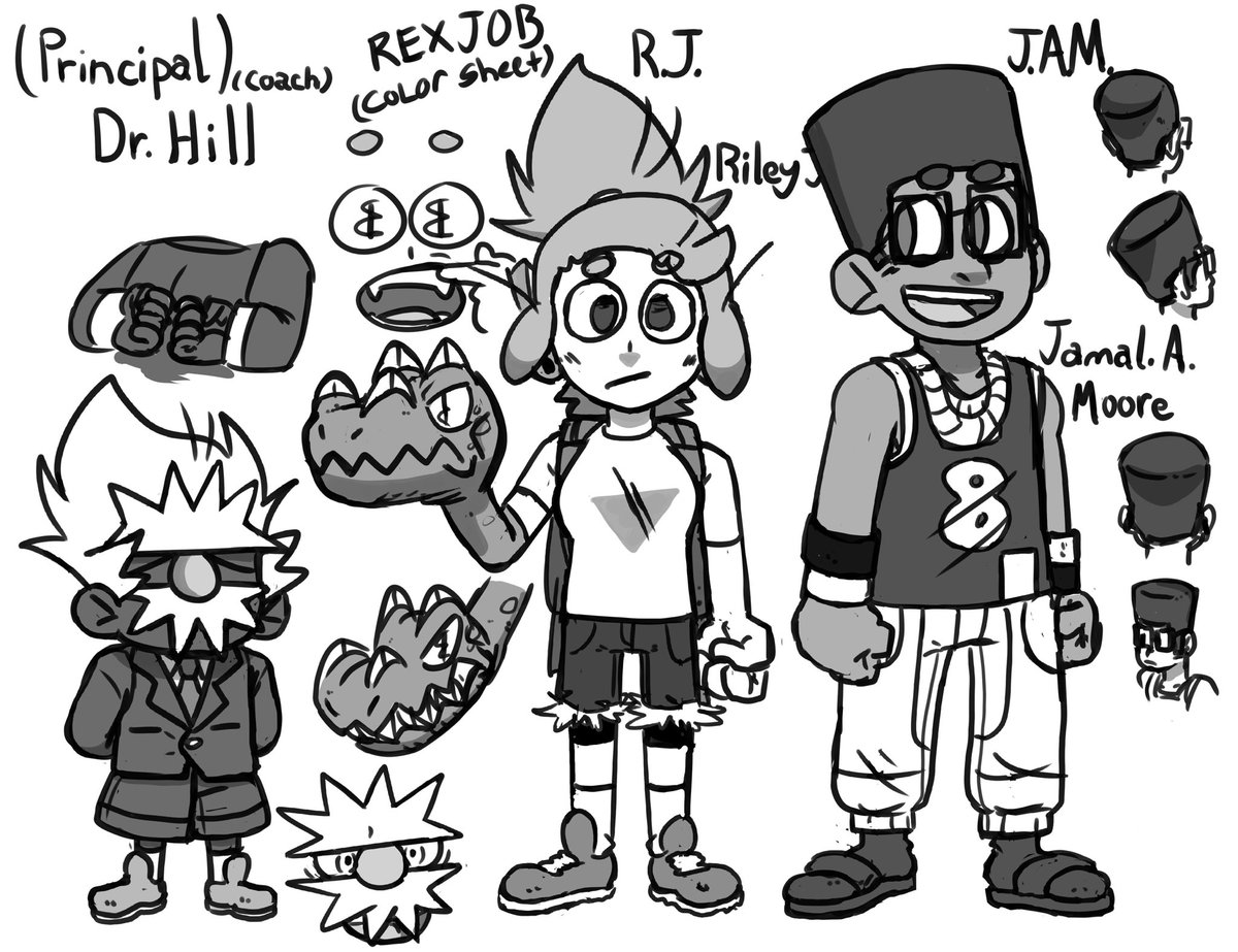 RexJobOfficial's tweet image. Here’s the character Reference for Chapter 10 of Rex job! I started making color references this chapter I been doing them more because the character outfits change and so I don’t have to keep flipping through old panels to find the colors I need! 
#RexJob #conceptart