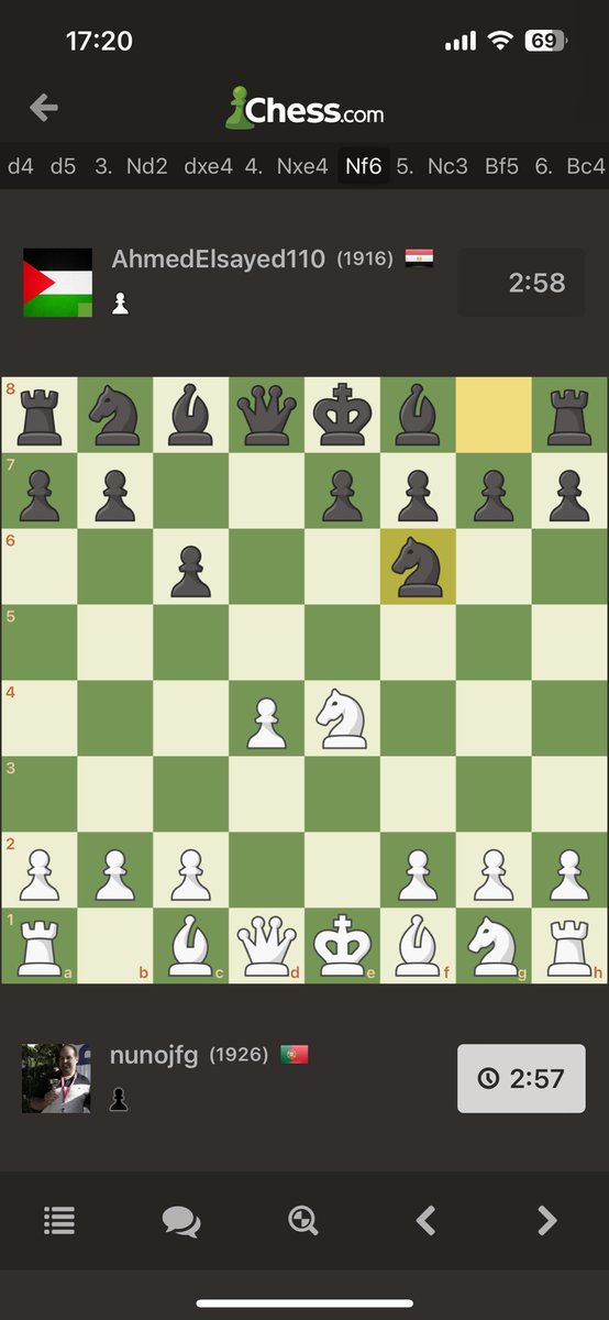 nunojfg's tweet photo. I decided to not take the knight from now on. Nc3! Is that bad??? Opinions please! #chess #chesspunks https://t.co/SecT9CMpUg
