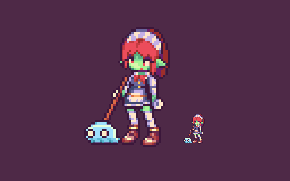 Maytch's tweet photo. A little #pixelart goblin maid for the Goblin Cleanup Kickstarter #goblincleanupcontest https://t.co/wDIhst3NUE