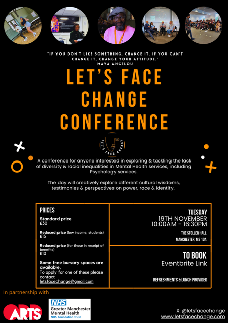 Looking forward to the  next Lets Face Change conference in Manchester, Nov 19th. last year we had great feedback such as “I often feel disillusioned with this work - tired, frustrated - but this event has revived my energy for it. Thank you” Tickets here: tinyurl.com/8fj2yzdk