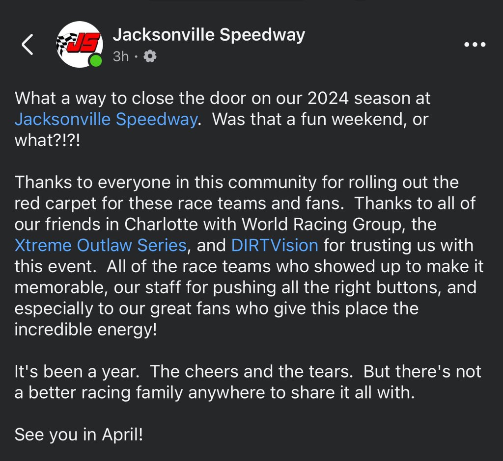 From the desk of <a href="/kdobson99/">Ken Dobson</a>:

See everyone in April 🏁