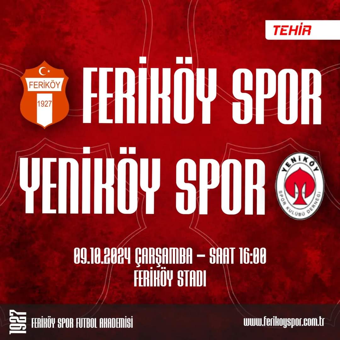 🏆Süper  Amatör Lig 
🆚 Feriköy - Yeniköy 
🗓️09 Ekim 2024 Çarşamba 
🕒16:00
🏟️ Feriköy Stadyumu

Ligin ilk maçına Tehir edilen Yeniköy Spor ile başlıyoruz..