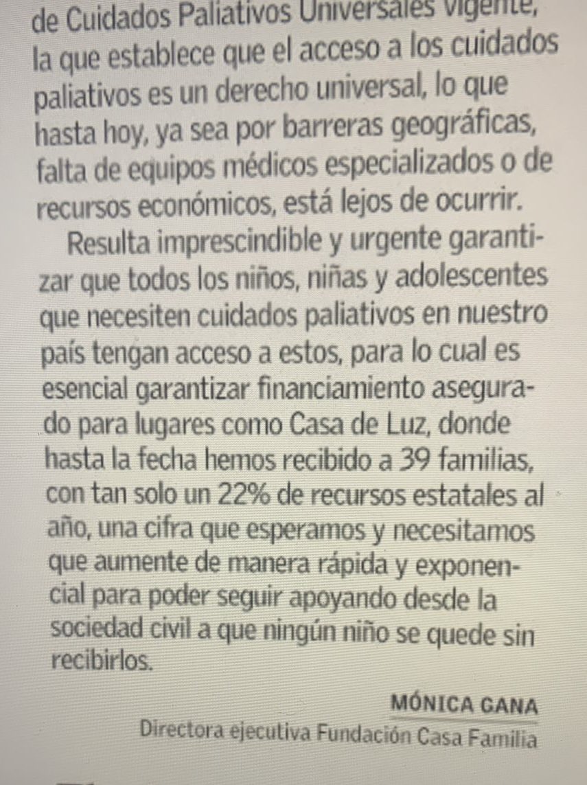 En el mes en que se conmemoran los cuidados paliativos, l@s invitamos a leer la carta de nuestra directora ejecutiva <a href="/monogana/">Monica Gana</a> hoy en @ElMercurio_cl 🙌🏻👏🏻