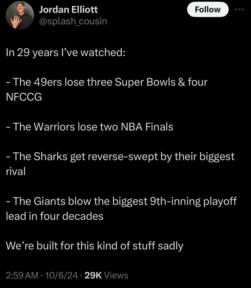 edd13rose's tweet photo. no greater torture than *checks notes* rooting for the warriors and giants https://t.co/6RjbJZzho1