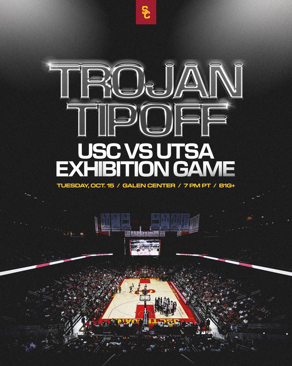 OFFICIAL: We will host UTSA in an exhibition on Tuesday, 10/15!

First chance to support your new-look Trojans ✌️