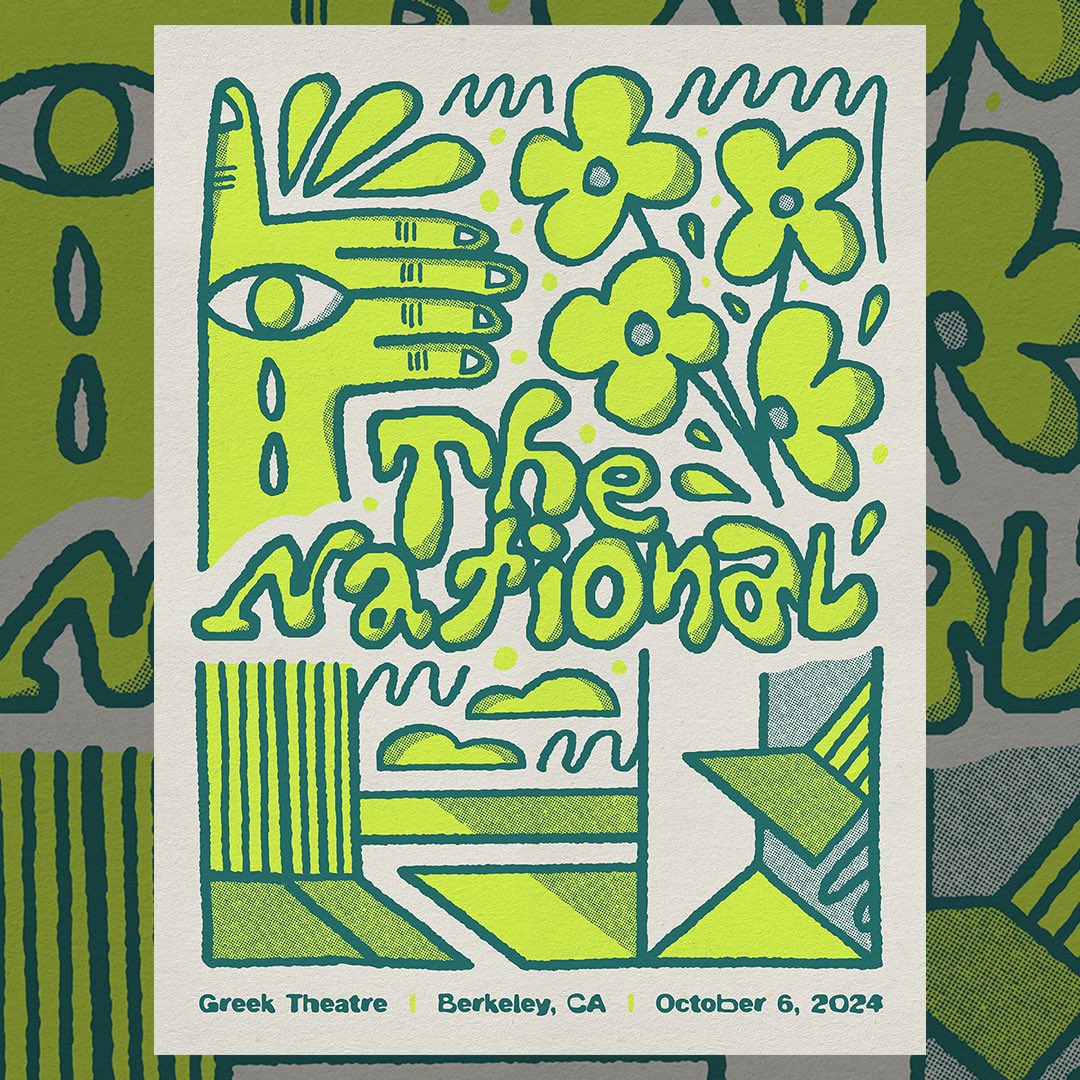 Berkeley! We're thrilled to be back at the Greek Theatre this evening with the Zen Diagram tour. 🏛️⚡️

Poster designed and printed by John Knoerl

5:30 PM <a href="/ilovelucius/">Lucius</a> 
6:20 PM <a href="/TheWarOnDrugs/">The War on Drugs</a> 
8:10 PM The National