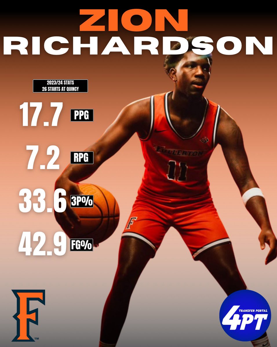 TP Spotlight: Quincy transfer Zion Richardson averaged 17.7 points, 7.2 boards, and shot a 42.9% field goal percentage in 26 starts last season.

Richardson is expected to be a stand out for the Titans this upcoming season.

#TP4PT #TransferPortal