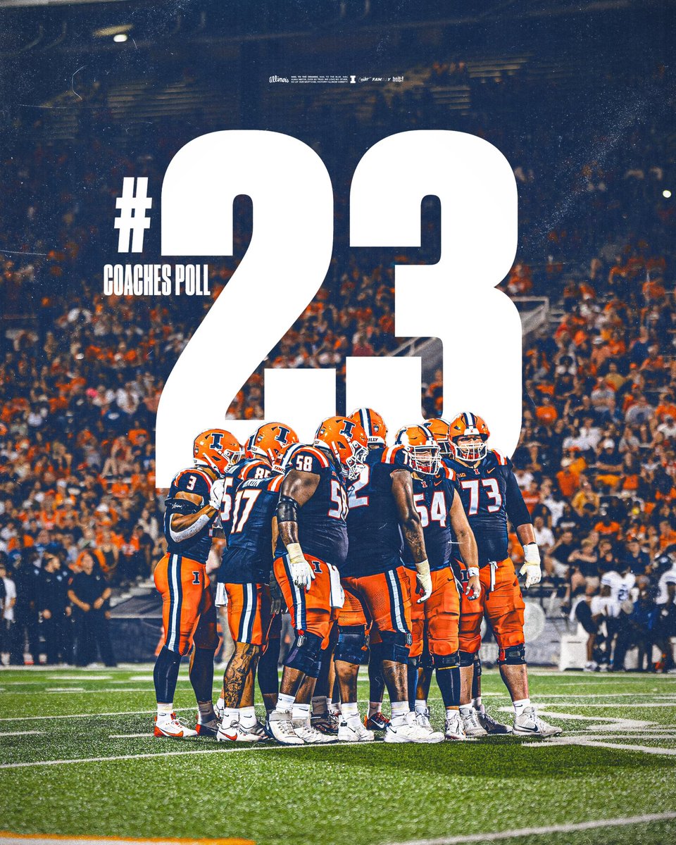 IlliniFootball's tweet photo. Coaches Ranking

No. 23

#Illini // #HTTO // #famILLy https://t.co/QpptwaaOhz