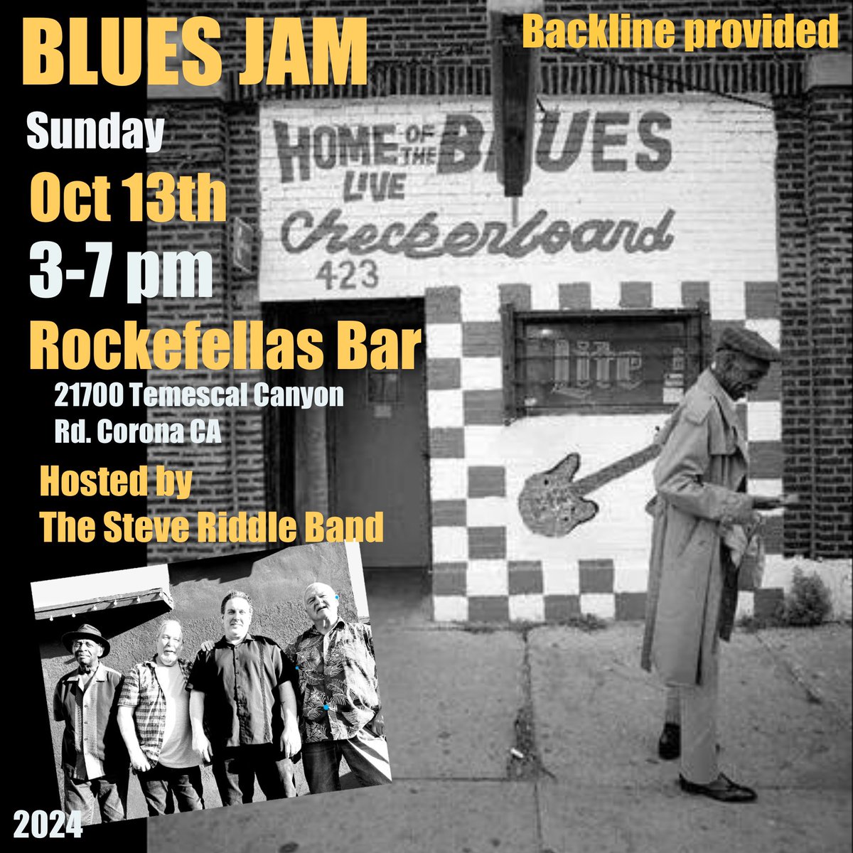 Sunday October 13th we’ll be hosting another blues jam at ROCKEFELLAS musicians and blues lovers come on out!

#bluesjam #blues #livemusic #bars #pubs #bluesmusic #musician #bluesmusician #restaurants #socal #socalevents #SteveRiddleBand #steveriddle