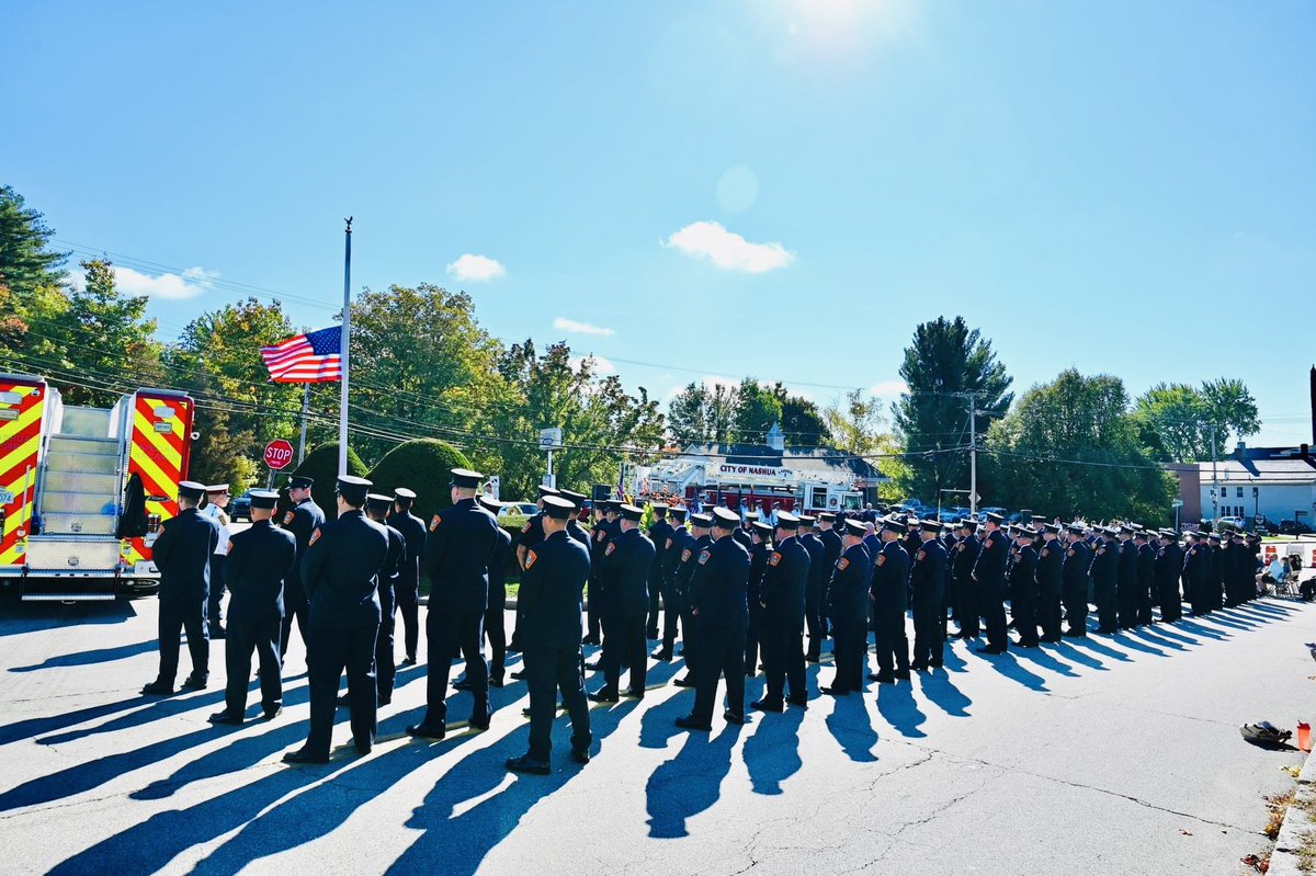 nashuafire's tweet photo. Nashua Firemen’s Relief Association held our annual fallen firefighters memorial this morning. Lt Jess Wyman (ret) who died of occupational cancer in 2023 was memorialized on the wall. We also remembered retired Superintendent Donald Desrosiers who passed away this past year. https://t.co/JDCeaVlkV7