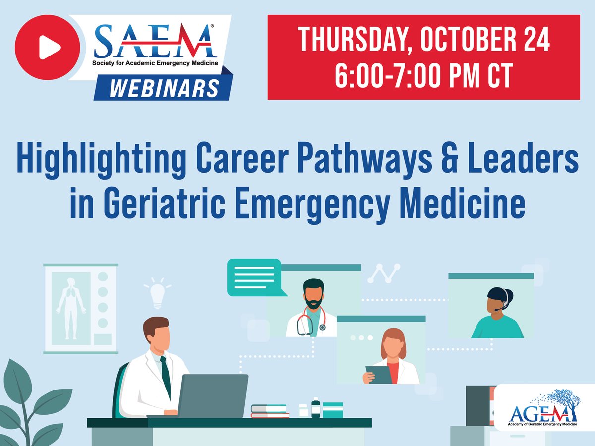 Learn about the different career pathways in geriatric #EmergencyMedicine, how people wear different hats in the field, and the crossover and diversity of the specialty in our upcoming webinar! <a href="/AGEM_SAEM/">AGEM</a>

Register now: ow.ly/GOnv50TuKNN