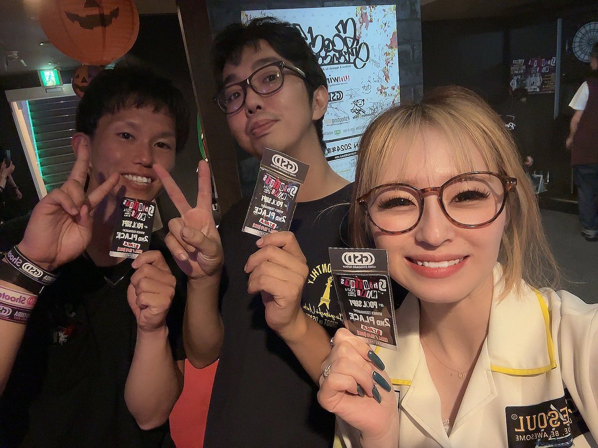 __na3zo__'s tweet image. #ShooterNite 📍大阪(#poolsept) 
ご参加された皆様ありがとうございました☺️🙏🏻❤️

#Jellyshot も沢山乾杯うれしかった😘

ペアじゃなくて『チーム！！！』笑
合計Rt.37😂🥈
ケンタソ、ディーンちゃんありがとう🌟

最高の１日でした✨
改めてありがとうございました(*´ｰ`人)💓
