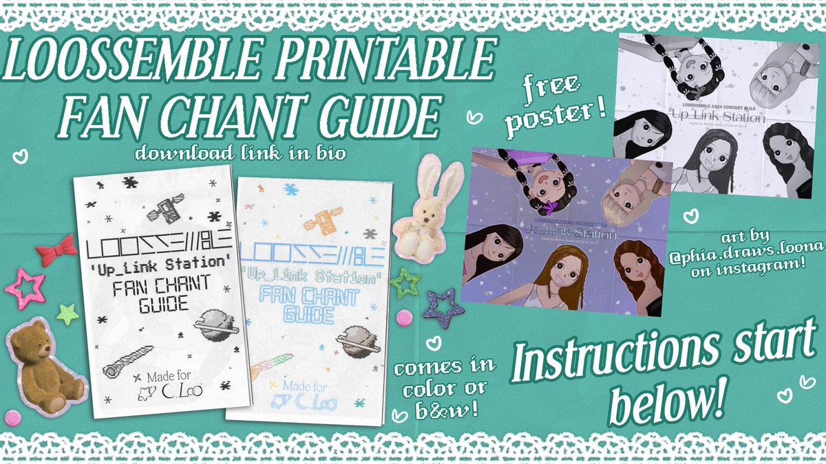 C.Loo and Orbit!💫

We’ve created a Loosemble fan chant guide that you can make at home! Learn the fan chants and practice on-the-go! Packaged with a poster by Phia!📡

Download it at the link below! We’ll see you on Up_Link Station! 💛🧡🩷🩵🩶

drive.google.com/drive/folders/…