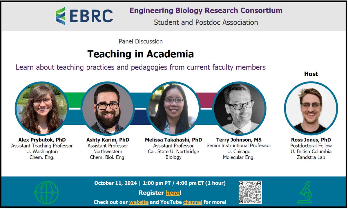 Interested in careers in academia and want to learn more about the teaching side of things? <a href="/EngBioRC/">EBRC</a> has assembled a great panel to talk about teaching practices and pedagogies, and how to write strong teaching statements for faculty jobs!

Register here: forms.gle/4wcMMLj61BccAN…