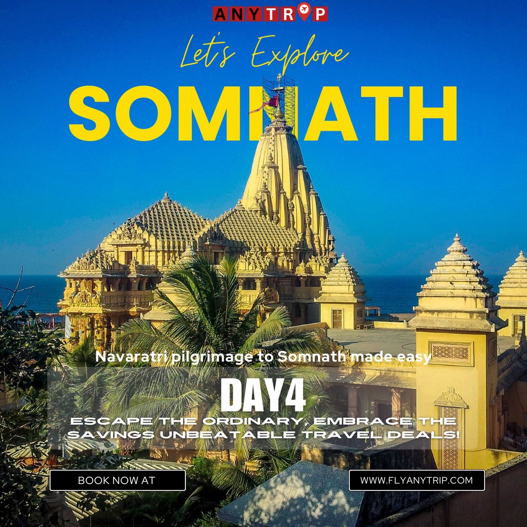 flyanytripindia's tweet image. 🌟 Day 4 of Navaratriat the Sacred Somnath – Explore with FlyAnyTrip!
#bookcheapflights #indiancheapflights #bookflightsonline