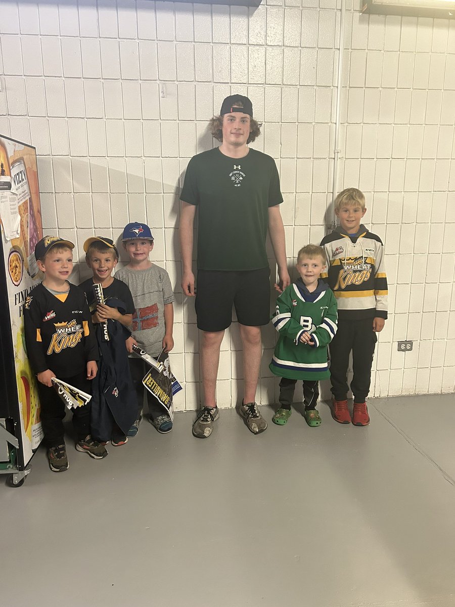 Rhett had his birthday party watching his favourite hockey team.  Clark got him a new shirt signed and sawyer dingman came up to take a picture with him.