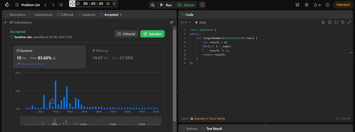 jsambhav5's tweet photo. #Day4 of #100DaysOfDSA

Topics and Learnings:  #Array, #BitManipulation, #Optimisation, #2Pointrers, #SlowAndFastPointers

Problems Solved: Single Number
5. #LeetCode #136:
I used the concept of #XOR #BitwiseOperation which I learnt while solcing the Problem : #LeetCode #268 https://t.co/jzdWmpNkBp
