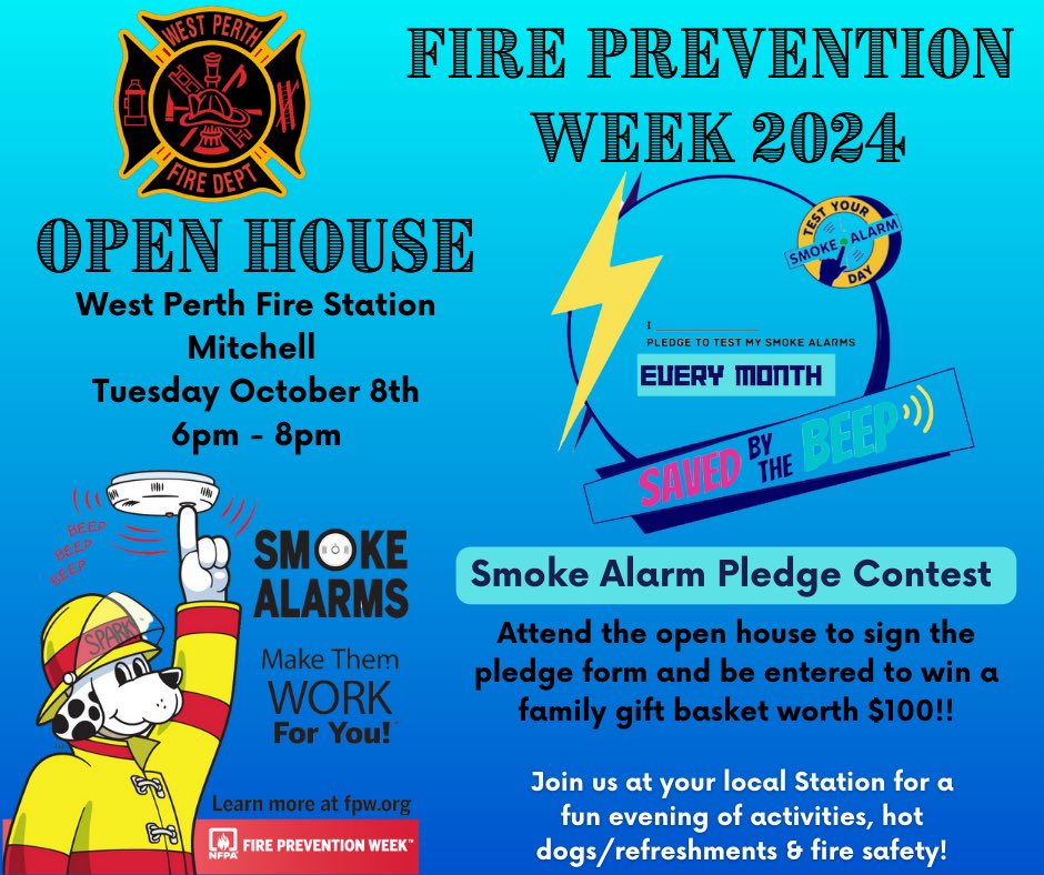 It’s that time of year! Your <a href="/WestPerthON/">West Perth</a> Firefighters hope you can join us for our Fire Prevention Week Open House! As usual, we have plenty of fun activities planned, live demonstrations &amp; and more. We hope to see you there! #WPFD