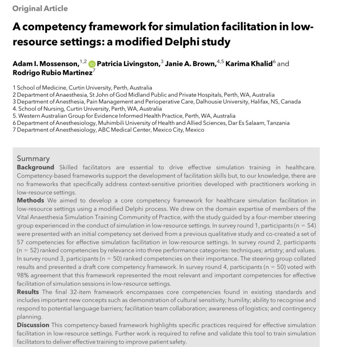 VAST Learning (@vastlearning) on Twitter photo VAST's study was published!
"This study highlights the capacity for collaborative research and multidirectional knowledge sharing to develop new insights, advancing knowledge within our global simulation community."
shorturl.at/n9YGF
<a href="/wfsaorg/">WFSA</a>
<a href="/Assoc_Anaes/">Association of Anaesthetists</a>
<a href="/DalAnesthesia/">DalAnesthesia</a> VAST's study was published!
"This study highlights the capacity for collaborative research and multidirectional knowledge sharing to develop new insights, advancing knowledge within our global simulation community."
shorturl.at/n9YGF
<a href="/wfsaorg/">WFSA</a>
<a href="/Assoc_Anaes/">Association of Anaesthetists</a>
<a href="/DalAnesthesia/">DalAnesthesia</a>
