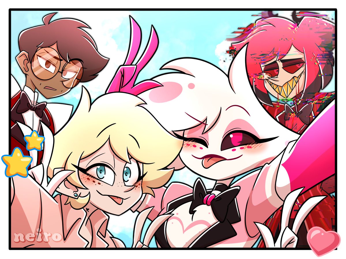 Picture time with human and demon  #Radiodust

#HazbinHotelAlastor #HazbinHotelAngelDust #HazbinHotel