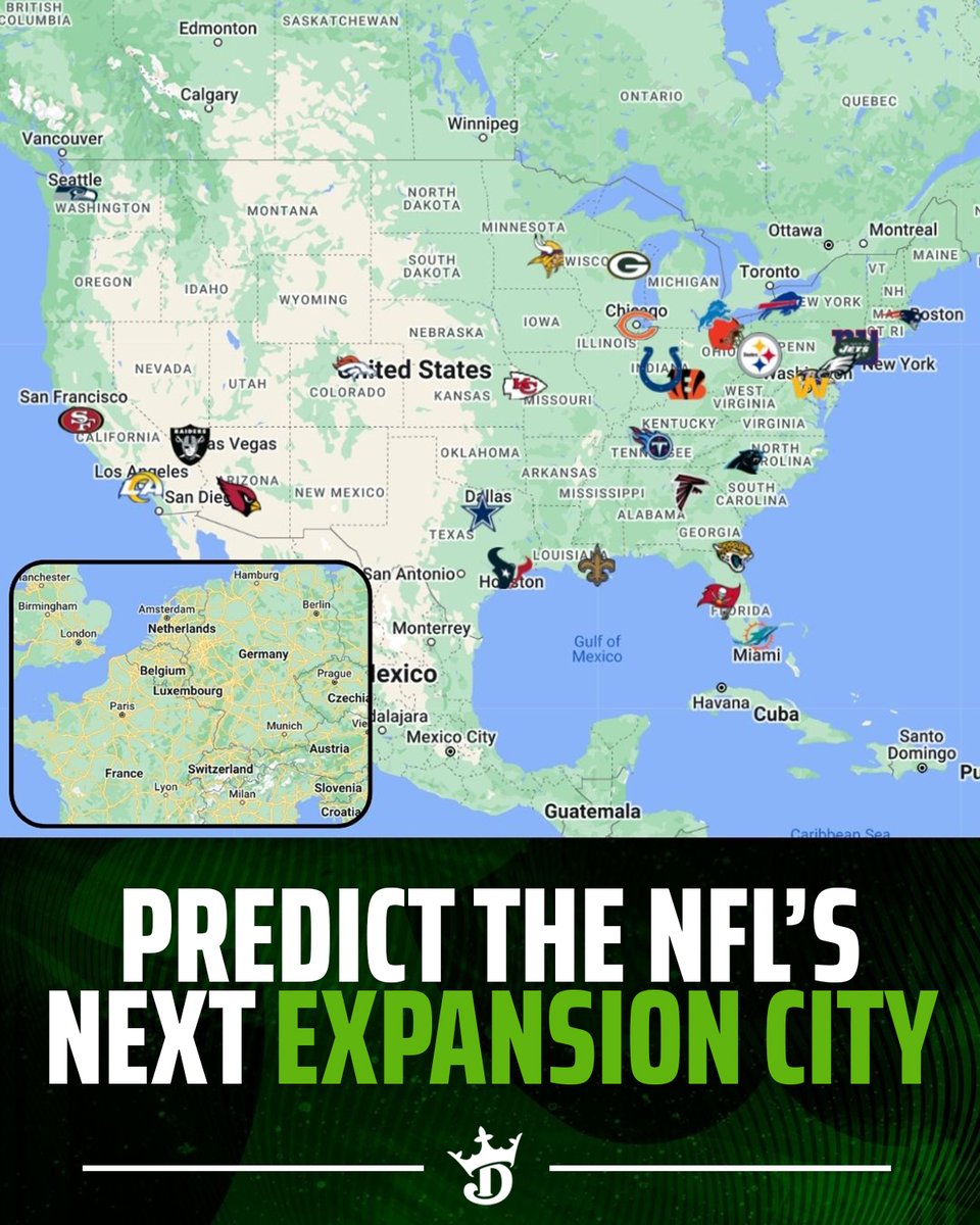 DKSportsbook's tweet image. Which city is up next to get an NFL team? 🤔