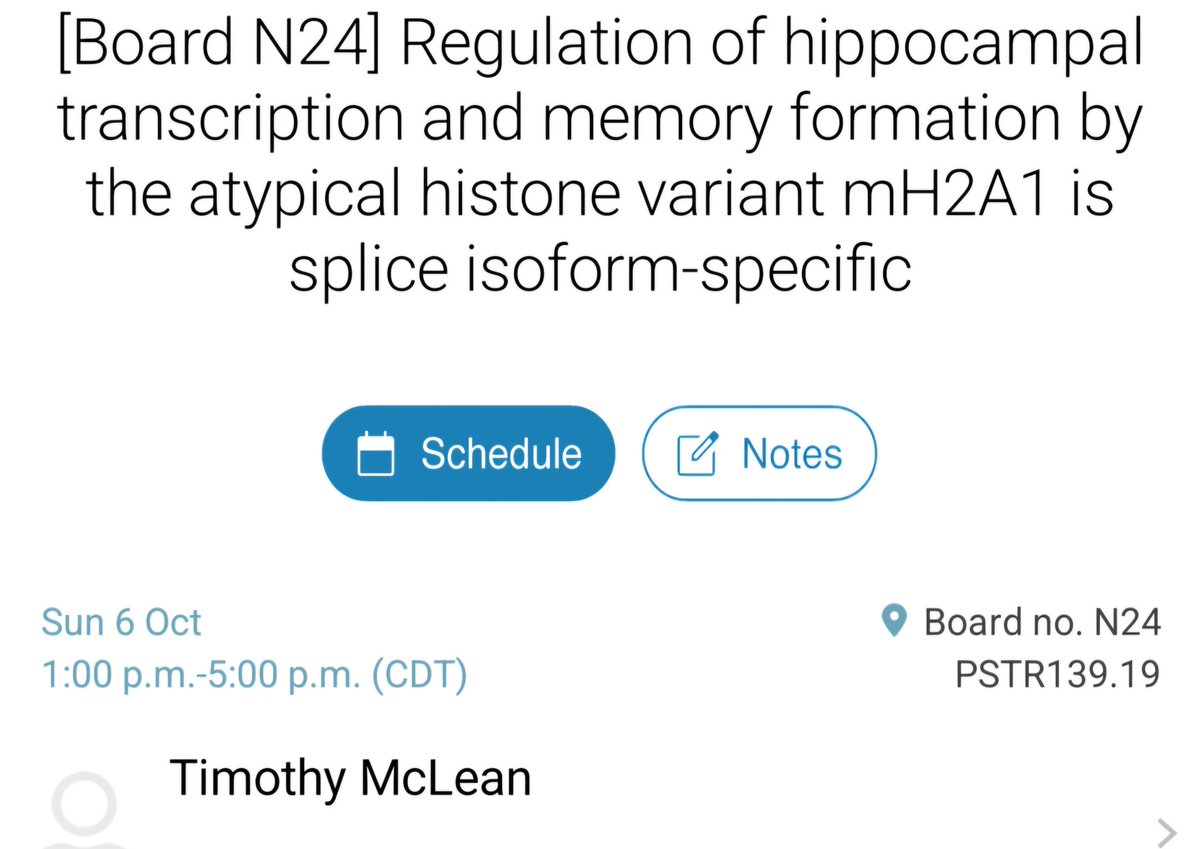 Iva Zovkic @ivazovkic.bsky.social (@ivazovkic) on Twitter photo If you're at #SfN24, come see Tim's poster at 1 pm today to hear about our latest research on the role of histone macroH2A1 in memory If you're at #SfN24, come see Tim's poster at 1 pm today to hear about our latest research on the role of histone macroH2A1 in memory