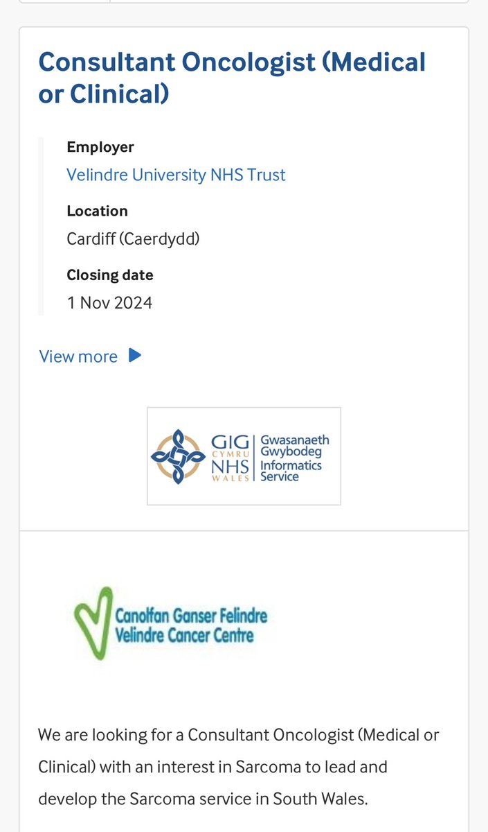 Fabulous opportunity to join a great team at Velindre Cancer Centre. This is an exciting time for the Cancer Centre so come and join us build a future for our patients. bmj.com/careers/job/20…