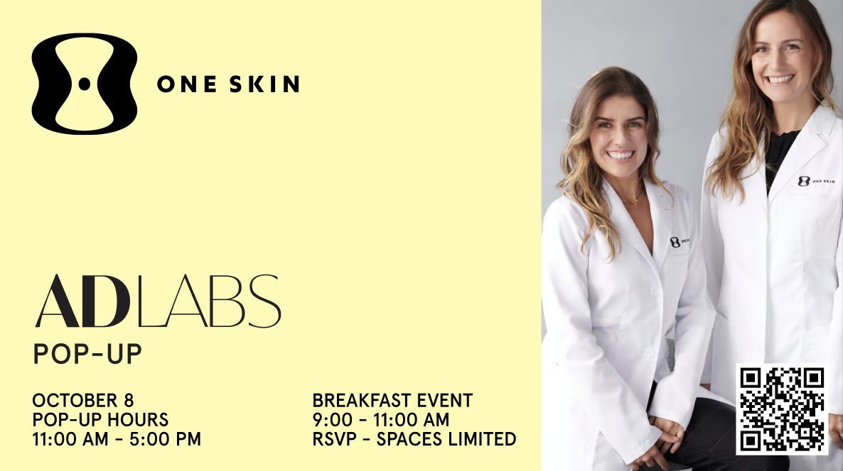 Join us at the ADLabs Pop-Up this #SFTechWeek 🪩 

On Tuesday we are having breakfast with <a href="/OneSkinTech/">One Skin</a> co-founders <a href="/Carol_roliveira/">Carolina Reis</a> <a href="/AleZonari/">Alessandra Zonari</a> to discuss healthy aging ☕️

The first 50 guests will be entered into a raffle for the Head-to-Toe Skin Health Trio ($289 value)! 

👇