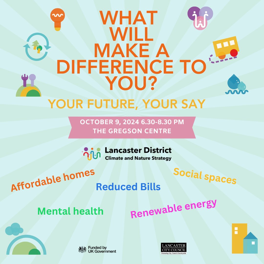 Gregson Centre (@gregsoncentre) on Twitter photo Want to shape a vision for a vibrant, climate resilient district with <a href="/LancasterCC/">Lancaster City Council</a>
What's important to you? From affordable housing and energy bills to social spaces and mental health.... YOUR views are needed!
Wed 9th October 6.30-9.30pm
Info - loom.ly/FDRJ9dI Want to shape a vision for a vibrant, climate resilient district with <a href="/LancasterCC/">Lancaster City Council</a>
What's important to you? From affordable housing and energy bills to social spaces and mental health.... YOUR views are needed!
Wed 9th October 6.30-9.30pm
Info - loom.ly/FDRJ9dI