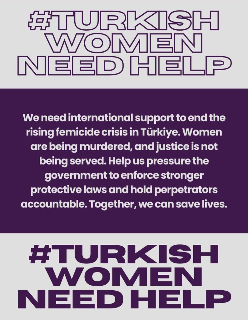 Turkish women has no real security they want to live they want to walk in the streets with no worry in their minds they want to live normal

#turkishwomenneedhelp
#turkishwomenareindanger