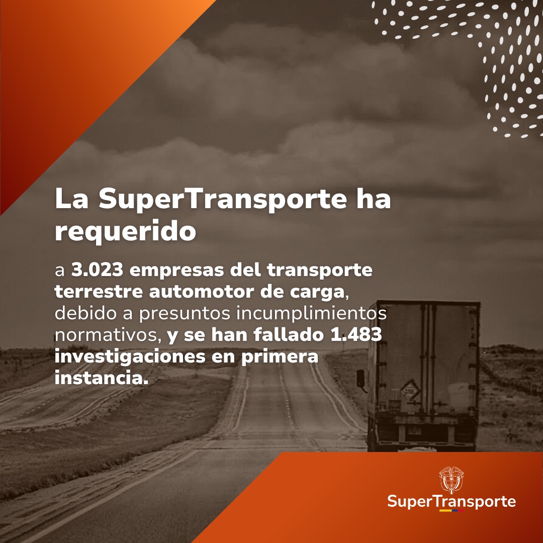 Supertransporte's tweet photo. En pro de la #LegalidadYControl, en el #GobiernoDelCambio la #SuperTransporte ha enfocado sus esfuerzos en vigilar el cumplimiento del Sistema de Información de Costos Eficientes – SICETAC, por lo que han sido requeridas varias empresas del sector de transporte de carga. https://t.co/YqItO0Wbm8