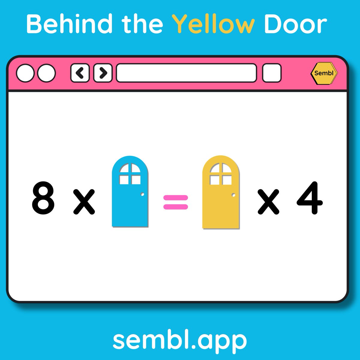 Here's one for ya…

🧠What might be behind the yellow door? 
🤔What is the relationship between what is behind the blue door and the yellow door?
💭Is there a general rule we can make?

#sembl #mathTask #realMath #puzzle