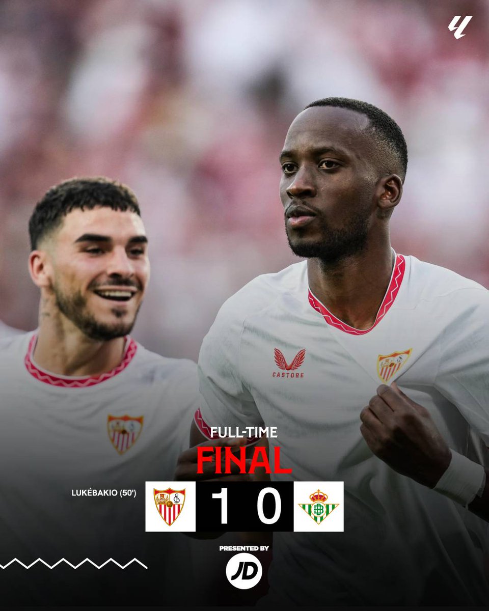 🚨 ¡FINAL del partido! ⏹️

¡VAMOS, mi SEVILLA! ⚪️🔴

#ElGranDerbi #WeareSevilla #NuncaTeRindas