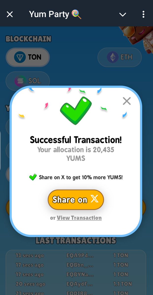 Solokuti™ ⚡ (@solokuti) on Twitter photo I just joined the Yum Party Community Sale! Let’s go, Yums! Ready for Season 2! 🚀🔥Grab your spot now: t.me/yumparty_bot/p…
3.5 Ton Tossed in <a href="/theyumparty/">Yum Party 🍭</a> thanks for the opportunity I just joined the Yum Party Community Sale! Let’s go, Yums! Ready for Season 2! 🚀🔥Grab your spot now: t.me/yumparty_bot/p…
3.5 Ton Tossed in <a href="/theyumparty/">Yum Party 🍭</a> thanks for the opportunity