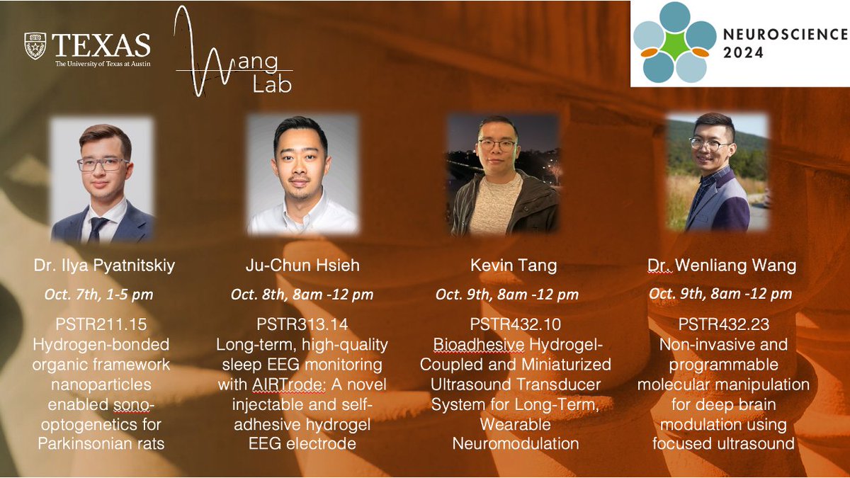whl0903's tweet image. Interested in some new non-invasive neurotechnology? Come to see posters from@UTBiomedical students and postdocs in our lab at #SfN24 starting from tomorrow afternoon.