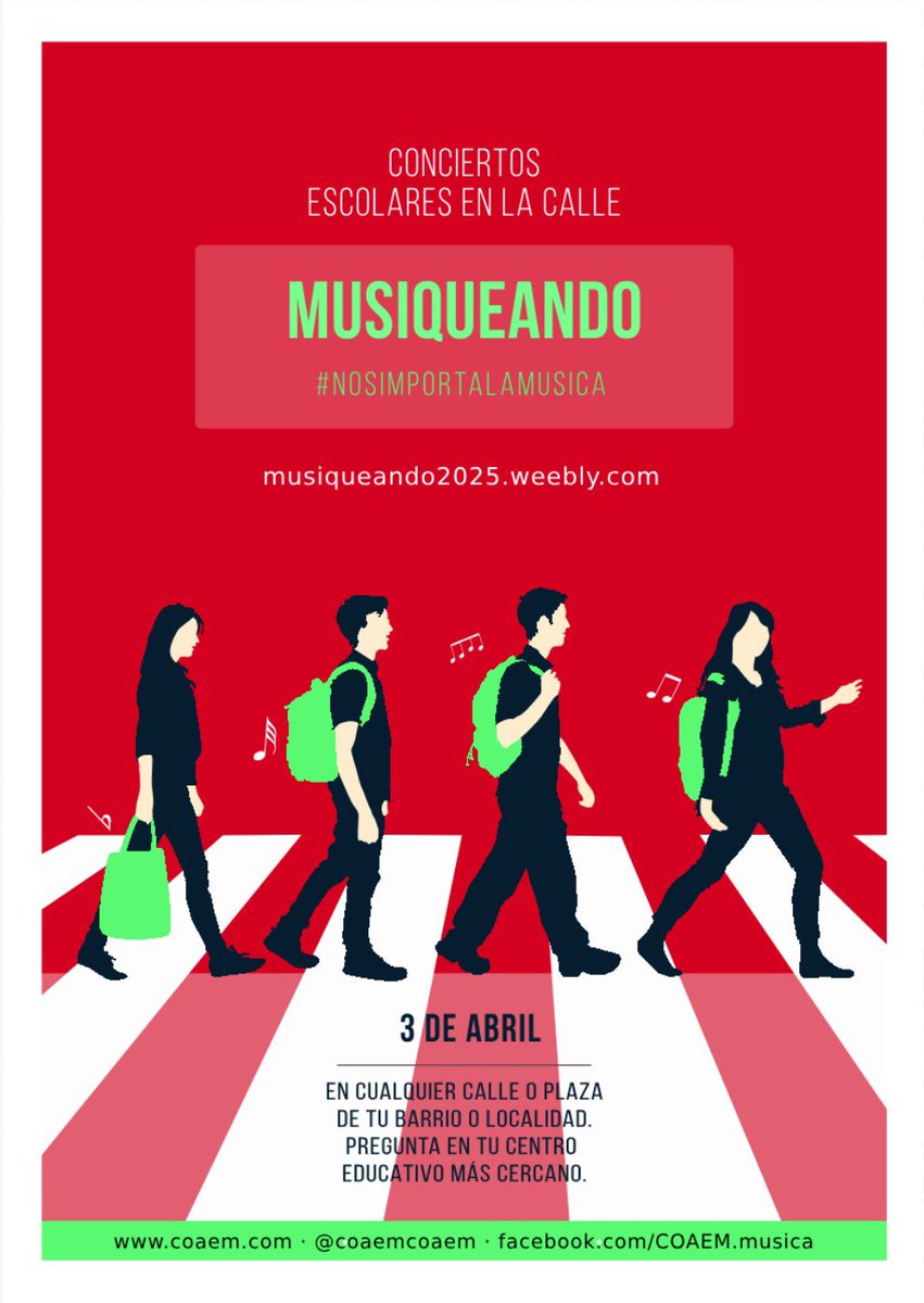 Ya tenemos fecha para el próximo #Musiqueando2025. Será el próximo 3 de Abril de 2025, guardar esta fecha en vuestra agenda. Hasta entonces os iremos contando las novedades que surjan en esta iniciativa que lleva tantos años celebrándose con muchísima participación.