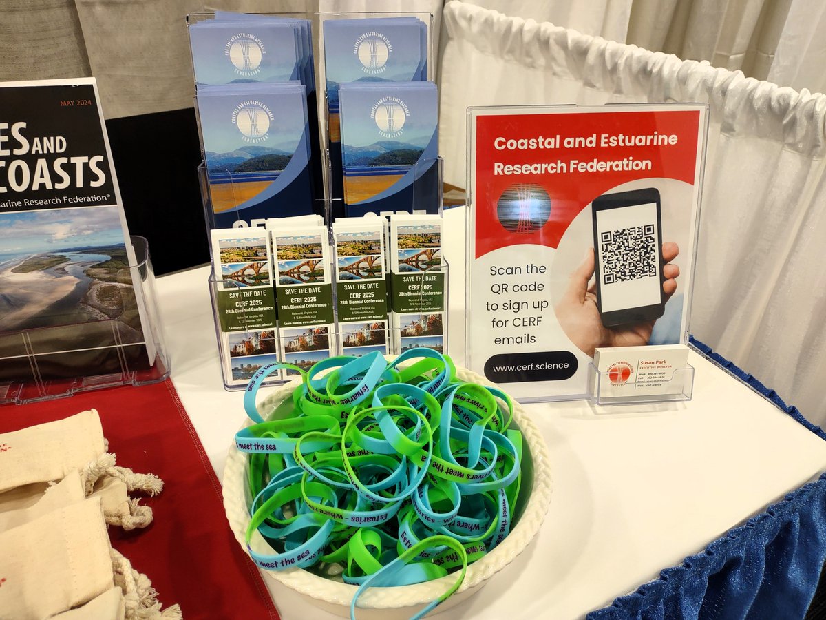 📣Hey all @raestuaries #RAESummit attendees - we hope you'll stop by the CERF booth (#17) to learn more about our activities: the CERF Conference (#CERF2025) in Richmond, VA, journal #EstuariesandCoasts, and our DEIJA programs, including #RisingTIDES! And follow us <a href="/CERFScience/">Coastal & Estuarine Research Federation (CERF)</a>!