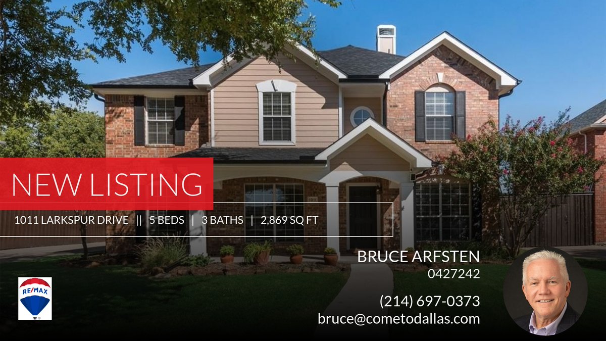 📍 New Listing 📍 Take a look at this fantastic new property that just hit the market located at 1011 Larkspur Drive in Allen. Reach out here or at (214) 697-0373 for more information

"Come To Dallas!"
I can help you buy, sell or ... homeforsale.at/1011_LARKSPUR_…