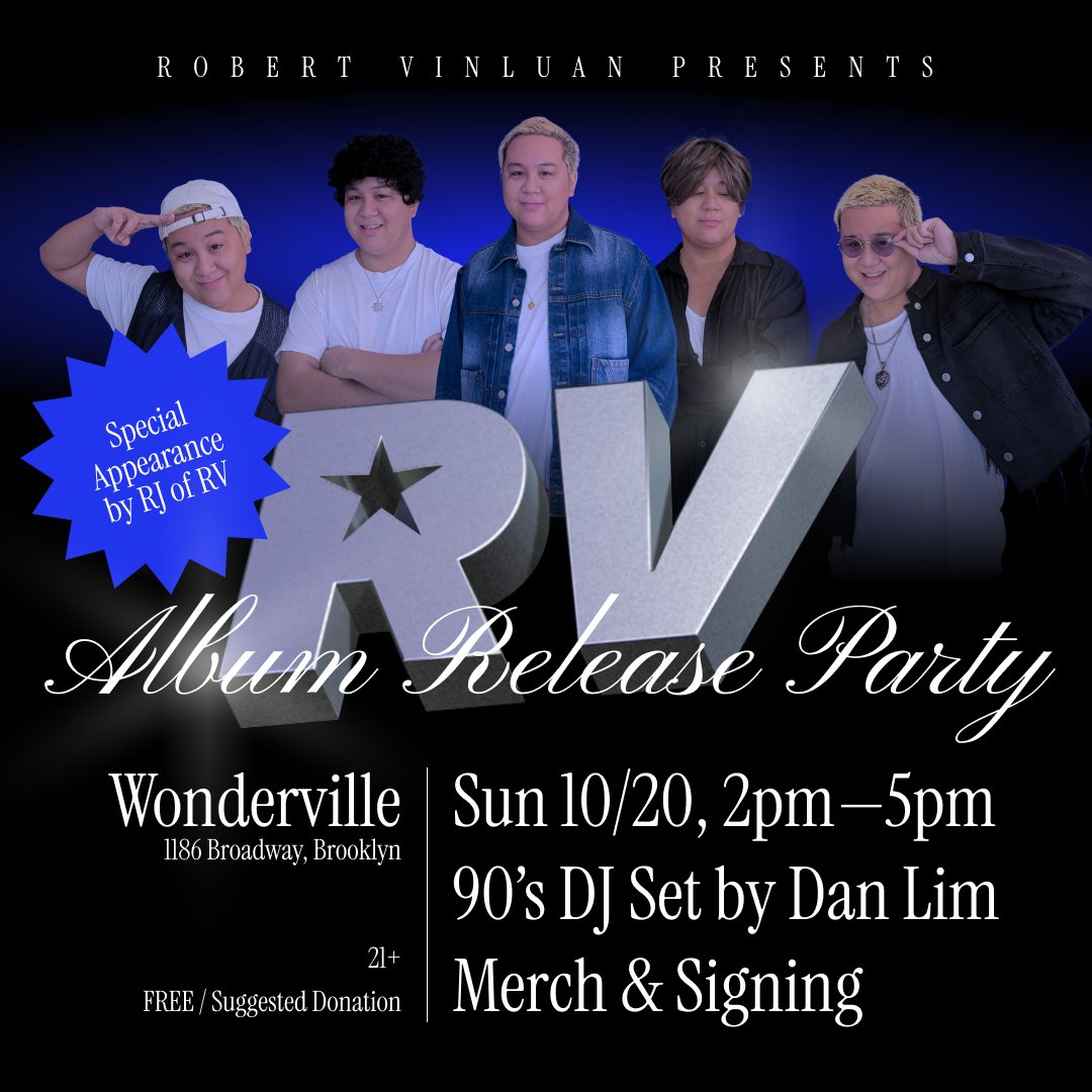 Robert Vinluan (@robertvinluan) on Twitter photo Two weeks from today, RV is having their album release party at one of my favorite places in the city, <a href="/wondervillenyc/">Wonderville 🕹</a> !! It's going to be so fun, please come! Two weeks from today, RV is having their album release party at one of my favorite places in the city, <a href="/wondervillenyc/">Wonderville 🕹</a> !! It's going to be so fun, please come!
