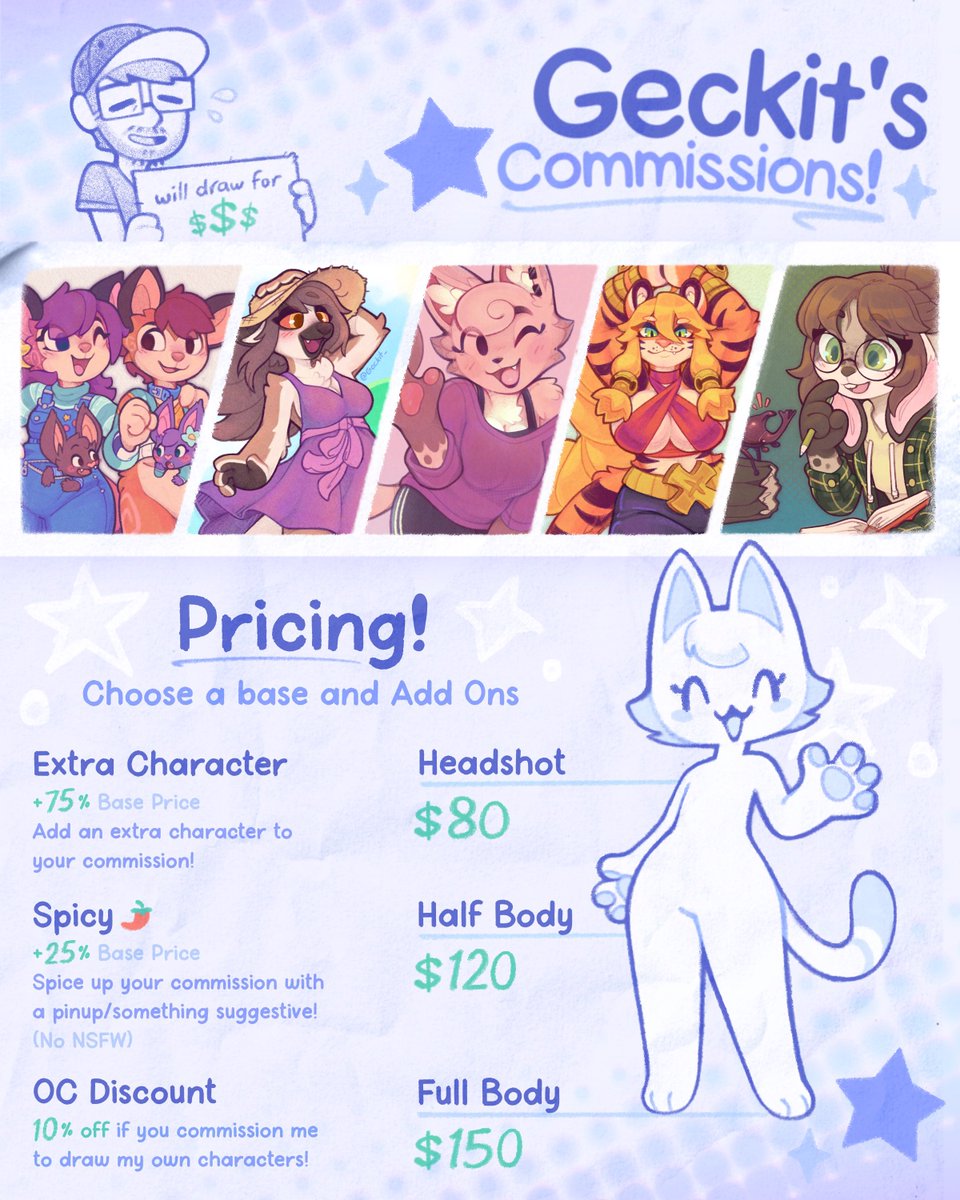 geckit_'s tweet photo. Commissions are open!! 5 slots!

⭐️ https://t.co/bX2iH5k3aV ⭐️ https://t.co/oM9FVWp2R3