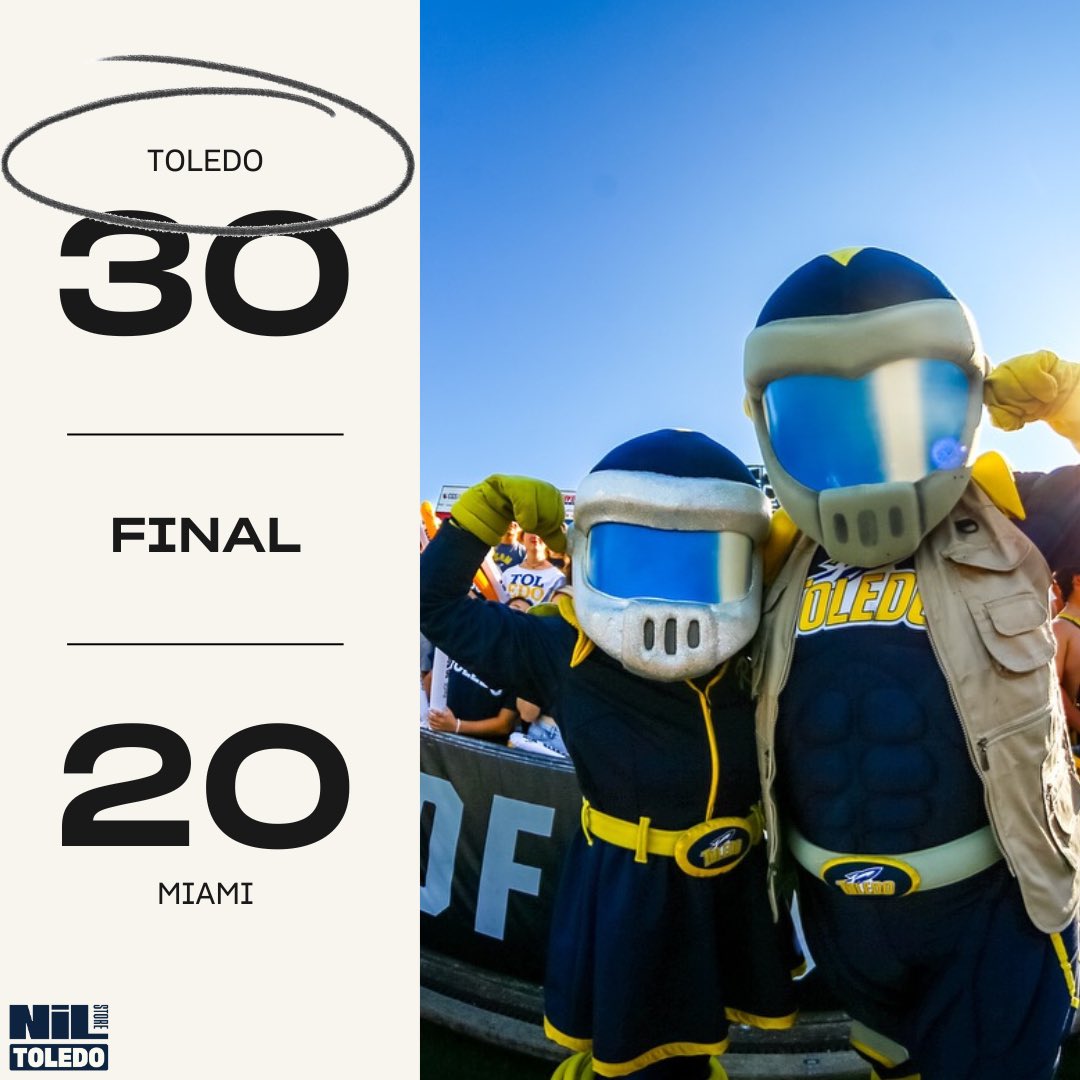 toledonilstore's tweet photo. Final score from yesterday:
30-20
1-0 in the MAC
#toledofootball #utrockets #mac https://t.co/bjeI7bCkfo